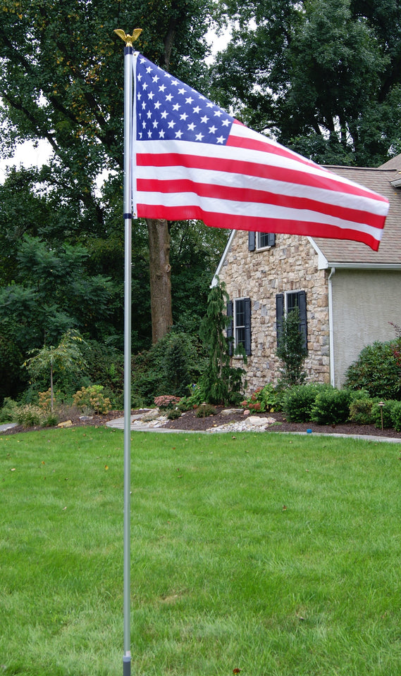 American Flag pole. installs in minutes. No cement needed. Can stay in your home or bring to an event. 12 Foot American Pride Flag Pole