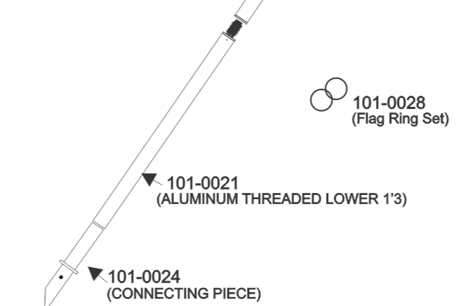 Wall Mount Aluminum Threaded Lower Pole